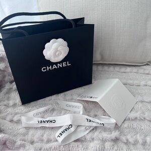 Chanel Gift Bag with White Camellia and Ribbon